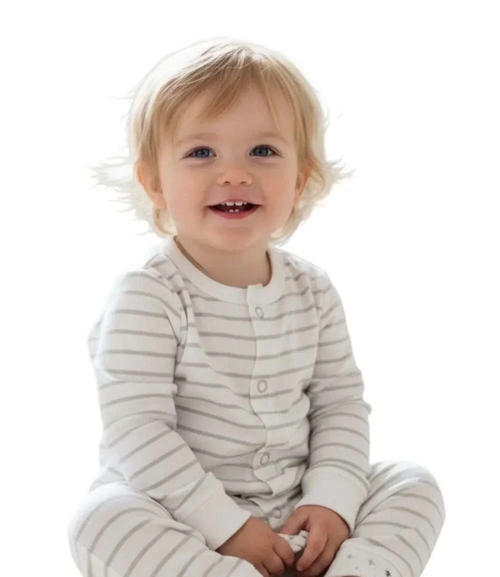 Hart+Landy Organic Footed Bodysuit in Stripe/Microchip 3-6M